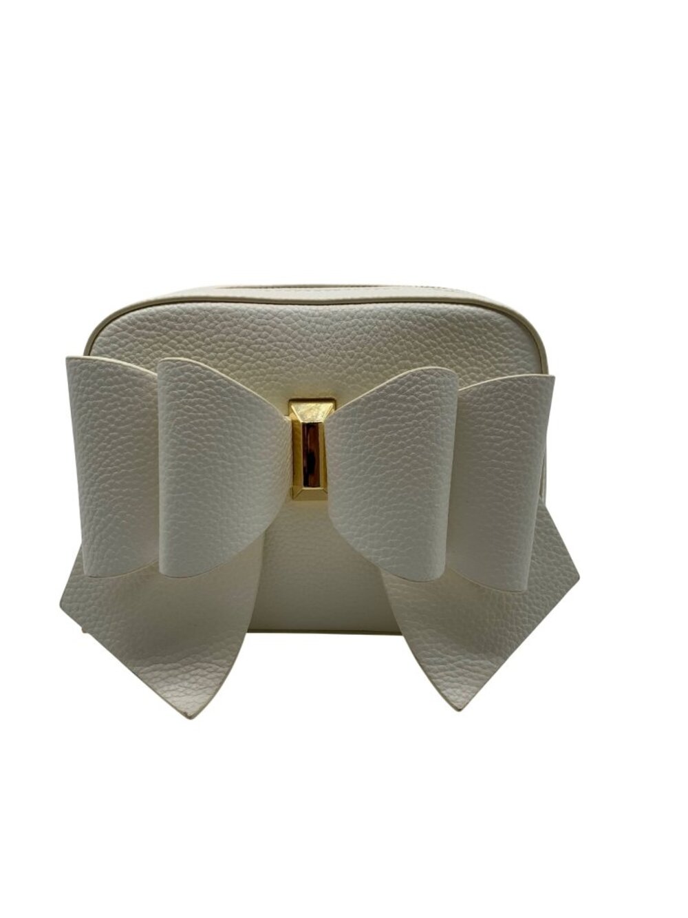 Like Dreams White Faux Leather Senna Boxy Mini Bowtie Crossbody Bag